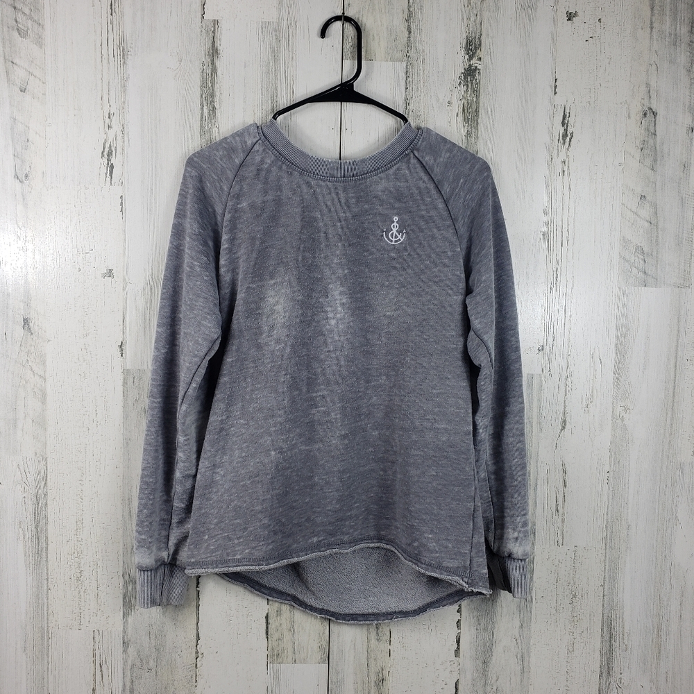 alternative gray, white burnout crew neck sweater womens size small